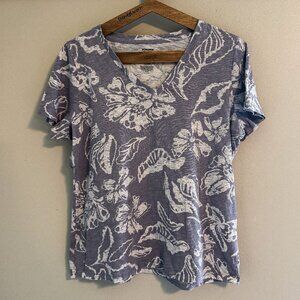EUC Sonoma | Medium | Lavender V-Neck Floral Abstract Print Shirt
